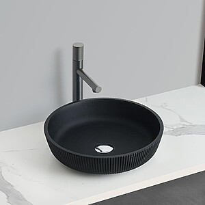 Lavoar rotund AVEX, din sticlă, montaj pe blat, Negru mat