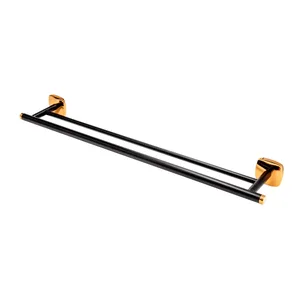 Suport prosop dublu FDesign Merida 66.5 cm, Negru-Rose gold