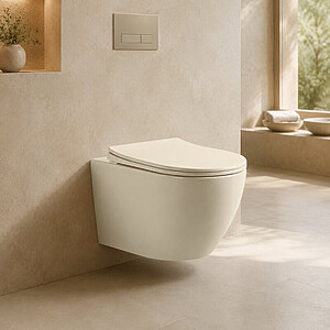 Set vas WC suspendat cu capac Fluminia, Ricci, Tornado Flush, 36 x 49,Cappuccino
